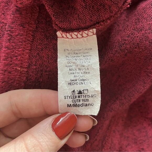 Magnolia Boutique Button Cowl Neck Tunic Sweater Heather Red Women's Size Medium - Picture 5 of 5